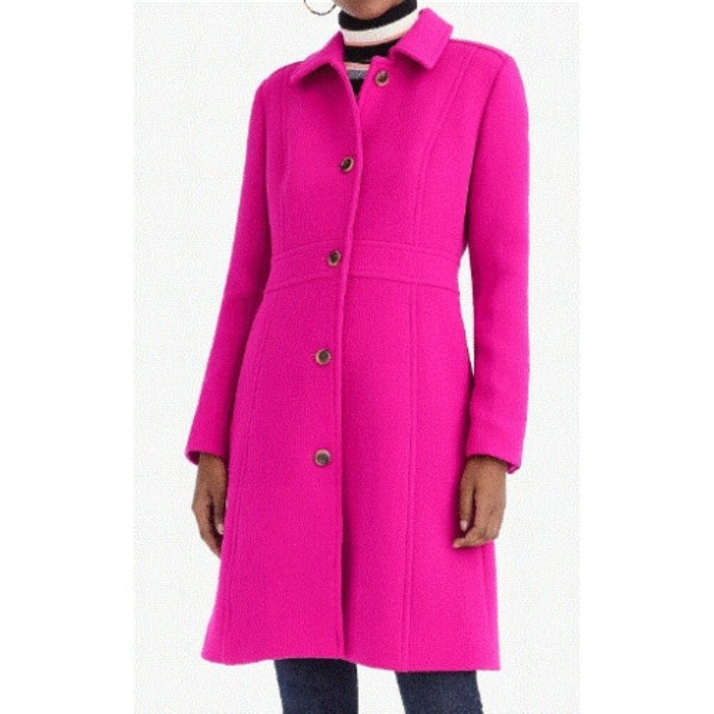 NWT J.Crew Classic Lady Day Coat in Vibrant Fuchsia Italian Doublecloth Wool 6P